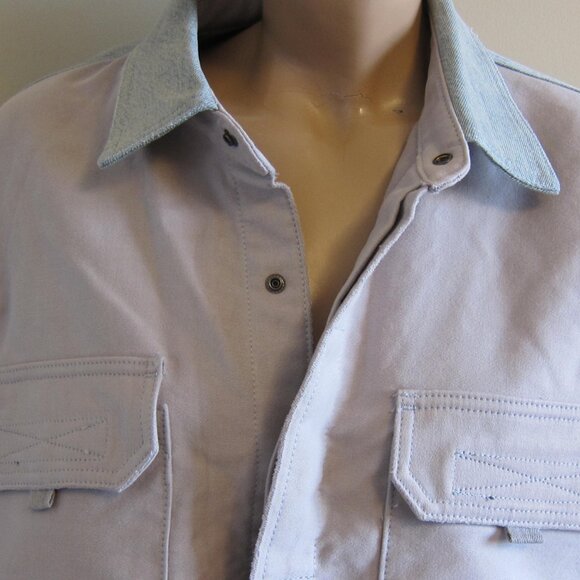 HUDSON JEANS Men's Denim UTLITY FIELD Jacket Shacket in Stone NWT MED $200 - Picture 2 of 9